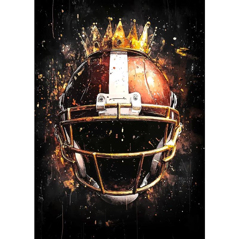 Piłka nożna Koszykówka Baseball Złota Korona Plakat Druk Malarstwo na Płótnie Graffiti z Piłką Sztuka Ścienna Obraz do Salonu Dekoracja Domu