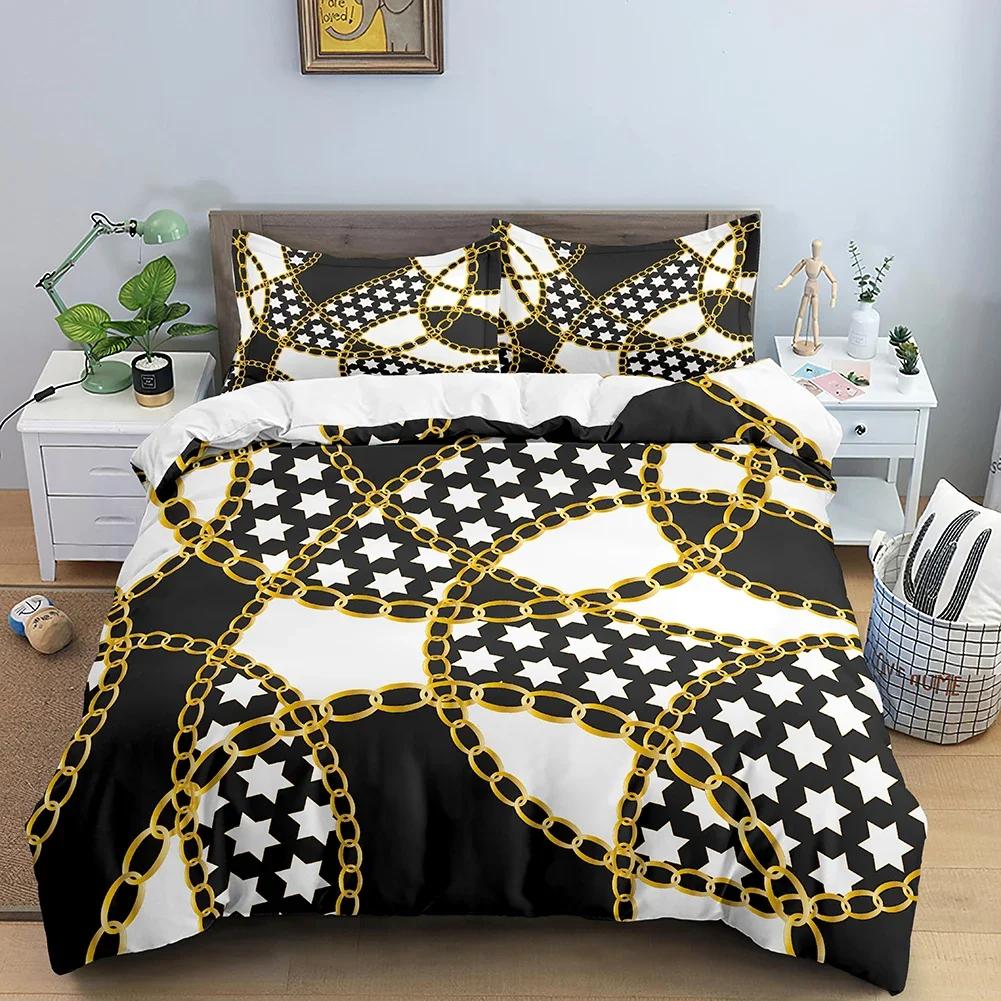 Duvet Cover Chain Pattern Print Bedding Set Adult Bedroom Comforter Set With Pillowcase Personality Queen King Size Quilt Cover