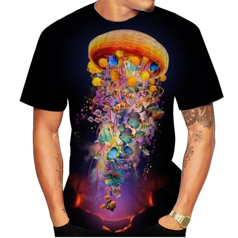 Jellyfish T Shirt For Men 3D Printed Animal Graphic Short Sleeve Tops Streetwear Fashion Harajuku