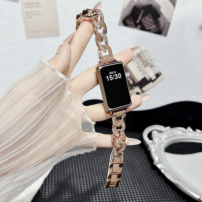 Bling Diamonds Metal Bands for Huawei Watch Band 11 Wristband Dressy Stainless Steel Strap Bracelet for Huawei Bands 11 Pro