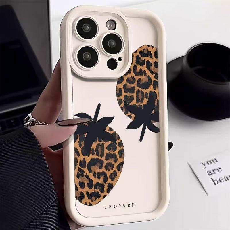 Husă Telefon Pentru Samsung Galaxy S25 Ultra S24 S23 FE S22 Plus A16 A54 A55 A35 A34 A33 A32 A15 A14 A13 A52 Imprimeu Căpșuni Leopard Modă Husă Spate