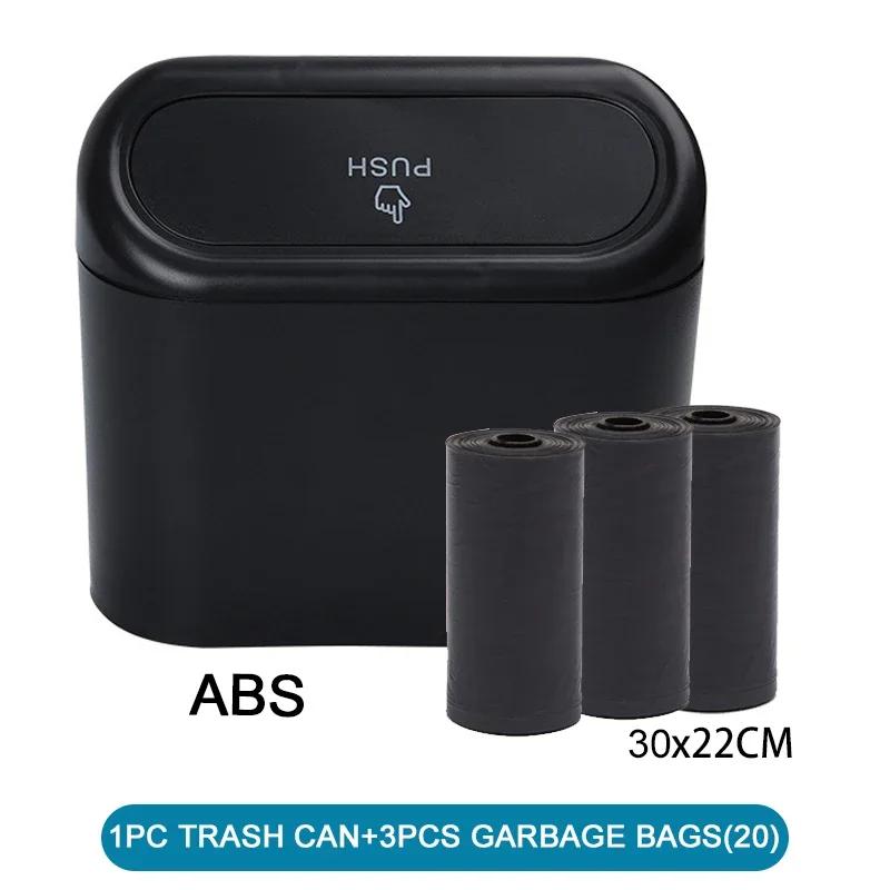 Universal Car Hanging Trash Can Mini Car Flip Cover Debris Organizer Storage Box ABS Square Push Car Interior Accessories