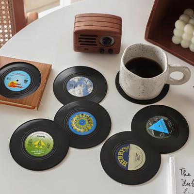 2/4/6 adet Retro Plak Altlığı Yaratıcı CD Altlıkları Sehpa Amerikan Servisi Seti Isıya Dayanıklı Çay Bardağı Kupa Altlığı Ev Dekoru