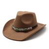 Spring Men'S And Women'S Riding Woolen Felt Hats Western Cowboy Hats British Classic Retro Wide-Brimmed Top Hats