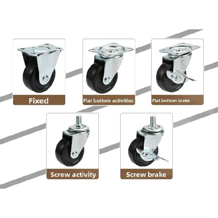 2/4Pcs Furniture Casters 1.5-2Inch Rubber Rotating Wheels with Brake Universal Silent Casters for Home And Office Furniture