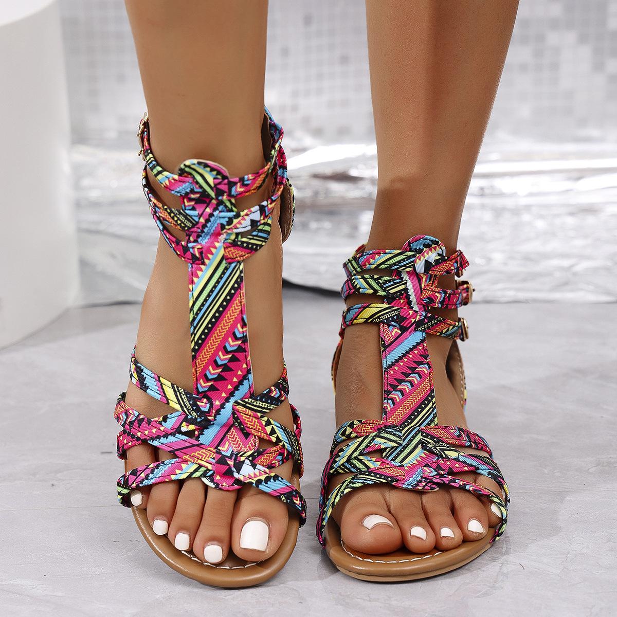 

Новый модный стиль, красочные женские сандалии большого размера на плоской подошве 41-43 43 красный