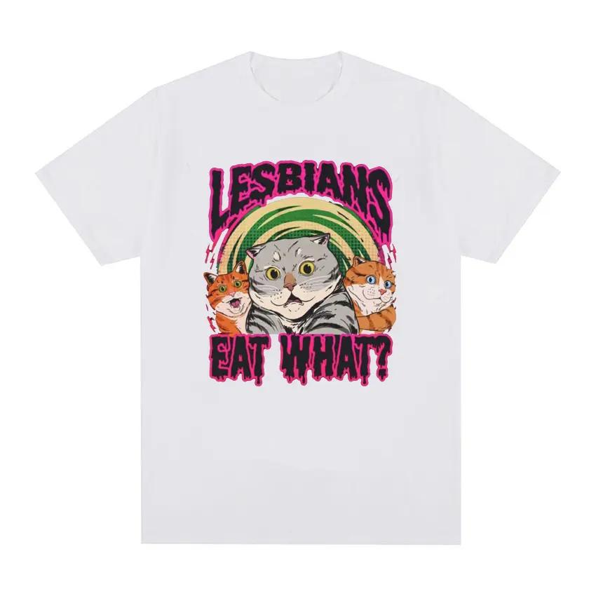 LGBT Was man isst Katze Vintage T-Shirt Sommer Herren und Damen Lässiges Kurzarm T-Shirt Unisex Übergröße T-Shirt Y2k