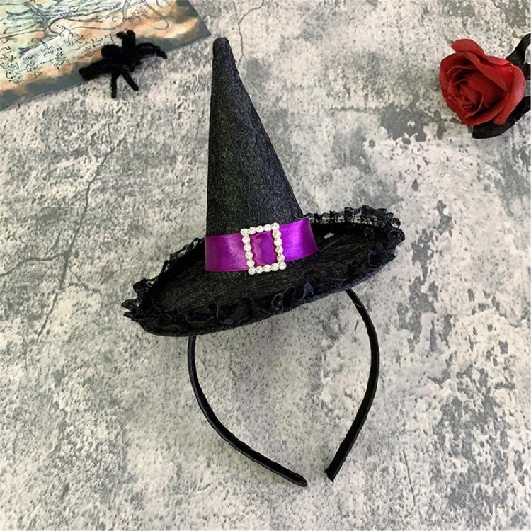 Cute Headband Halloween Specter Sequins Witch Hat Mini Cone Hat Hair Hoop