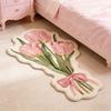 Useful Flower Shape Fluffy Soft Carpets Bow Design Comfortable Irregular Bedside Rug Colorful Decorative Rug Bedroom