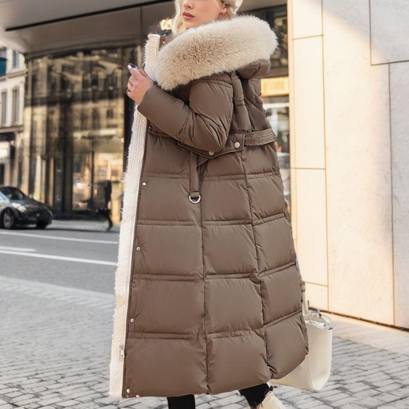 Women's Winter Long Coat Slim Fit Belt Jacket Fashionable Women's Winter Coat Winter Jacket Clothes Snow Wear Hooded Coat