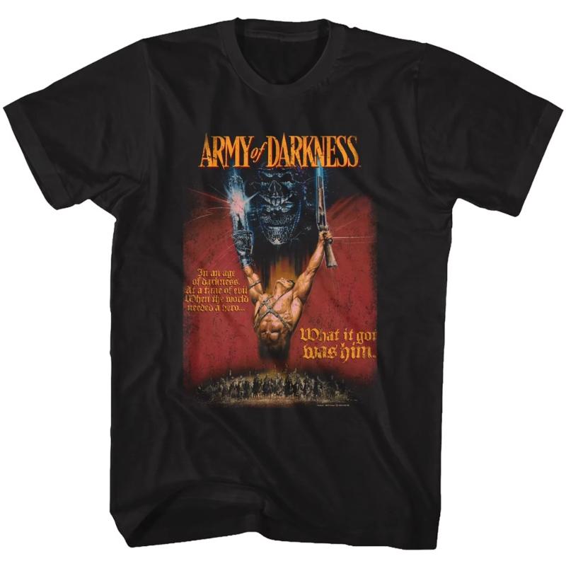Summer Unisexs and Womens Loose Breathable Tshirt Top Army of Darkness Poster Black Adult Tshirt S