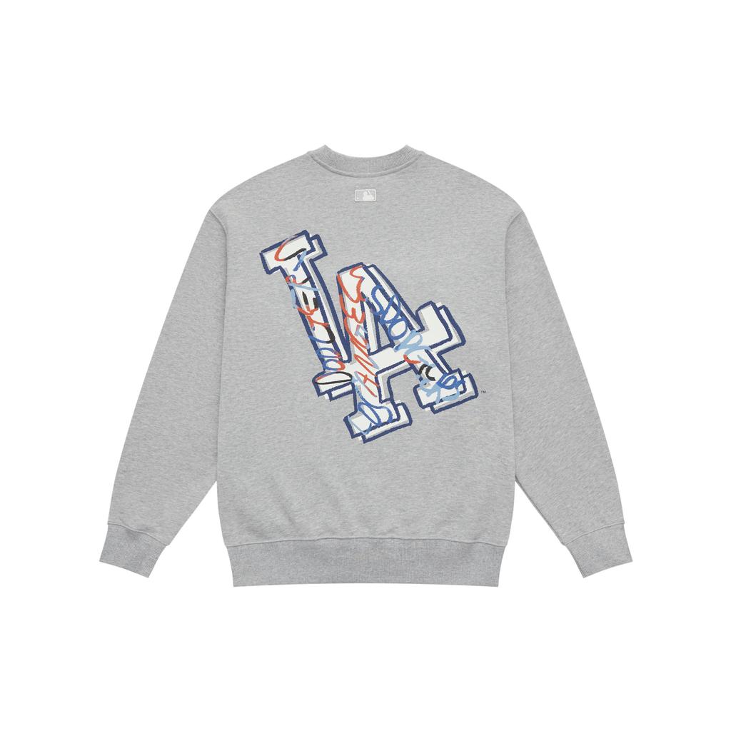 New MLB Los Angeles Dodgers Basic Collection 24FW Crewneck Sweatshirt Unisex Heather Gray 3AMTB1344-07MGS