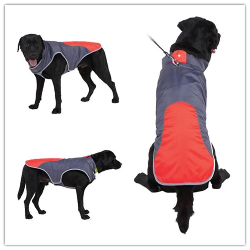 Large Dog Winter Coat With Reflective Trim Cotton Hooded Jacket Breeds Outdoor Wear