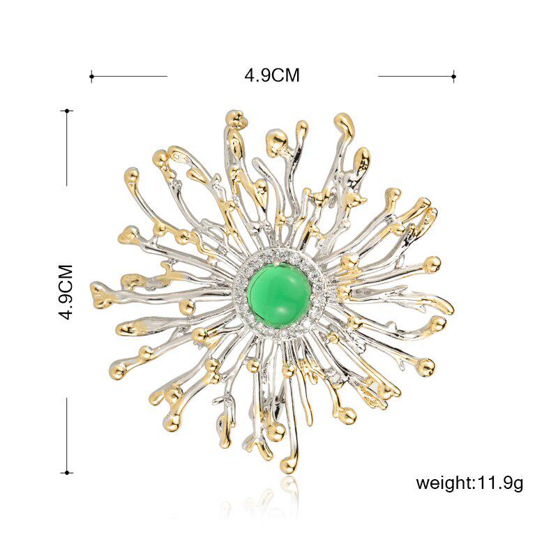 Coral Flower Brooch Pins For Women Men Exquisite Rhinestone Plant Clothes Accessories Wedding Collar Clip