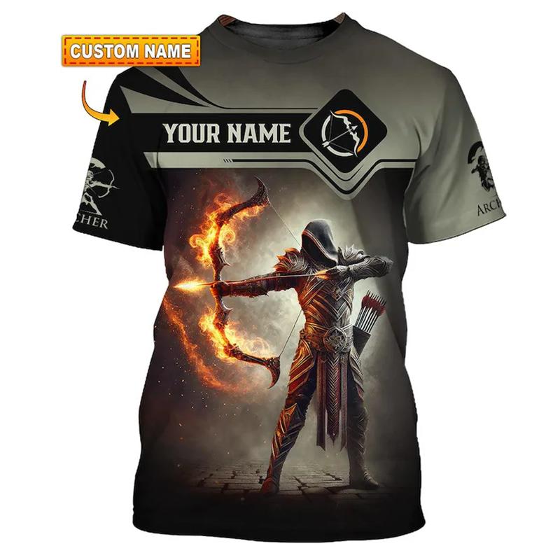 

Fashion Personality Archery T-shirt Unisex Customizable Name Short Sleeve T Shirt Archery Custom Name DIY Sport Short Sleeve Top S