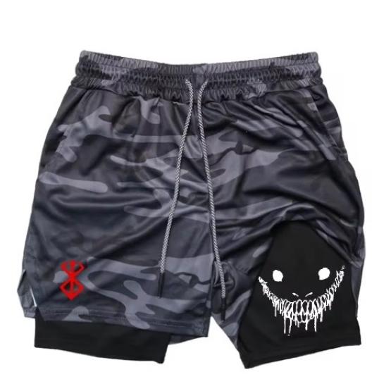 Berserk Muay Thai Kickboxning UFC MMA Mixed Martial Arts Shorts Anime Män Kvinnor Unisex Dubbelt Lager Snabbtorkande Andningsbara Sport Gym Fitness Träning