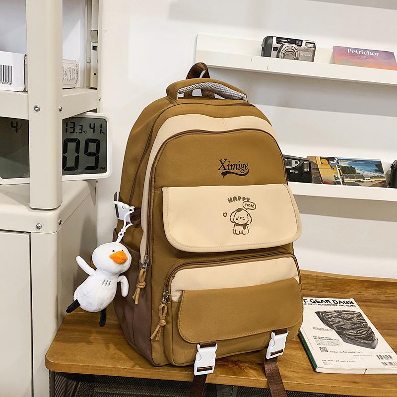 School Bag New High Value Contrasting Color High School Backpack Trend Versatile College Student Couple Casual Backpack