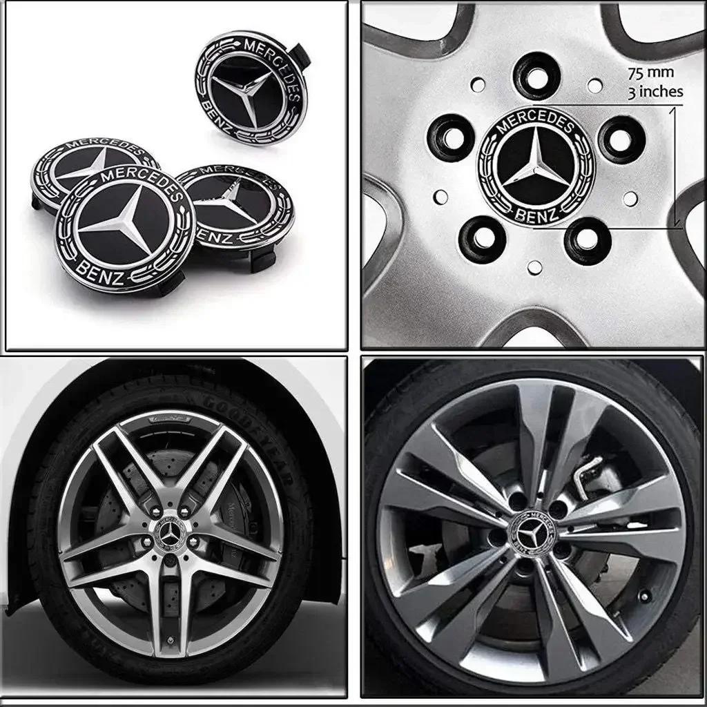 Car Sticker For Mercedes Benz 4 Pieces/Set 75mm For Mercedes Benz AMG W203 W206 W220 W205 W211 W212 Car Wheel Center Hub Caps Be