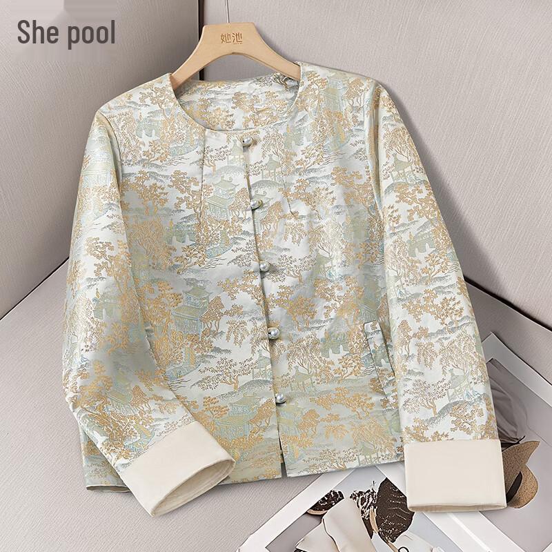 Women s Chinese Style Jacquard Long Sleeve Top M