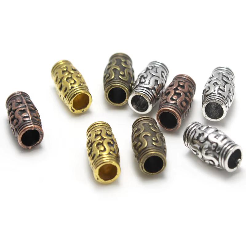 20Pcs Metal Tube Spacer Beads Accessories Tibetan Silver Gold Copper Alloy Big Hole 3.5mm Beads for Bracelet DIY Jewelry Making