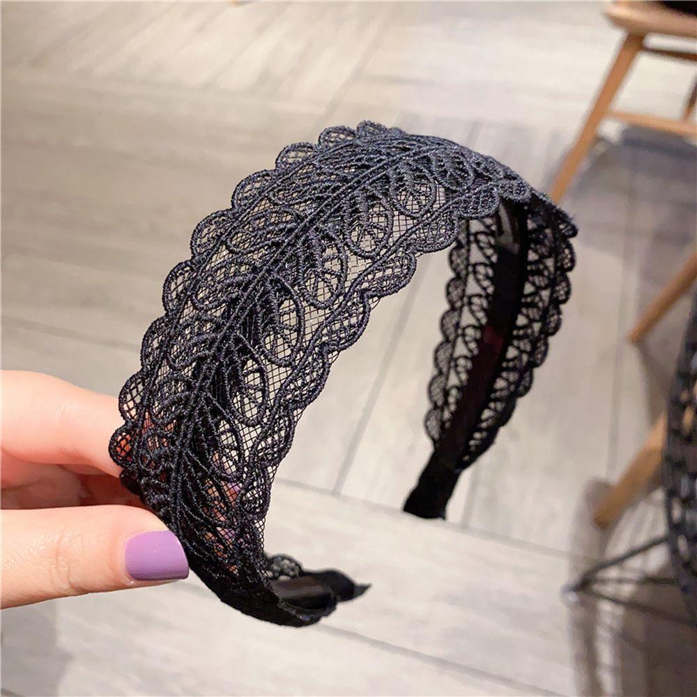Temperament Women Hair Accessories Wide Side Hairband Lace  Leaves Headband Korean Style Hair Wear