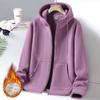 Solid Cashmere Fleece Hoodies Women Sweatshirt Autumn Winter Jacket Breathable Leisure Walk Warm Hooded Zipper Top Lady Coat
