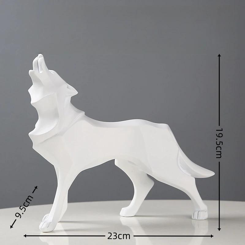 Nordic Creative Animal Figurine Home Decorations Geometric Wolf Statue Resin Crafts Home Living Room Office Desktop Ornaments