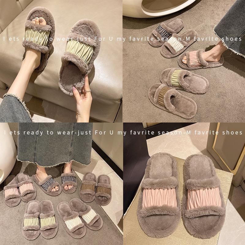 Fashion Fashion Women Slippers Cotton Plush Warm Female Light EVA Flat Bottom Non-slip Comfortable Slides Winter Autumn House Shoes