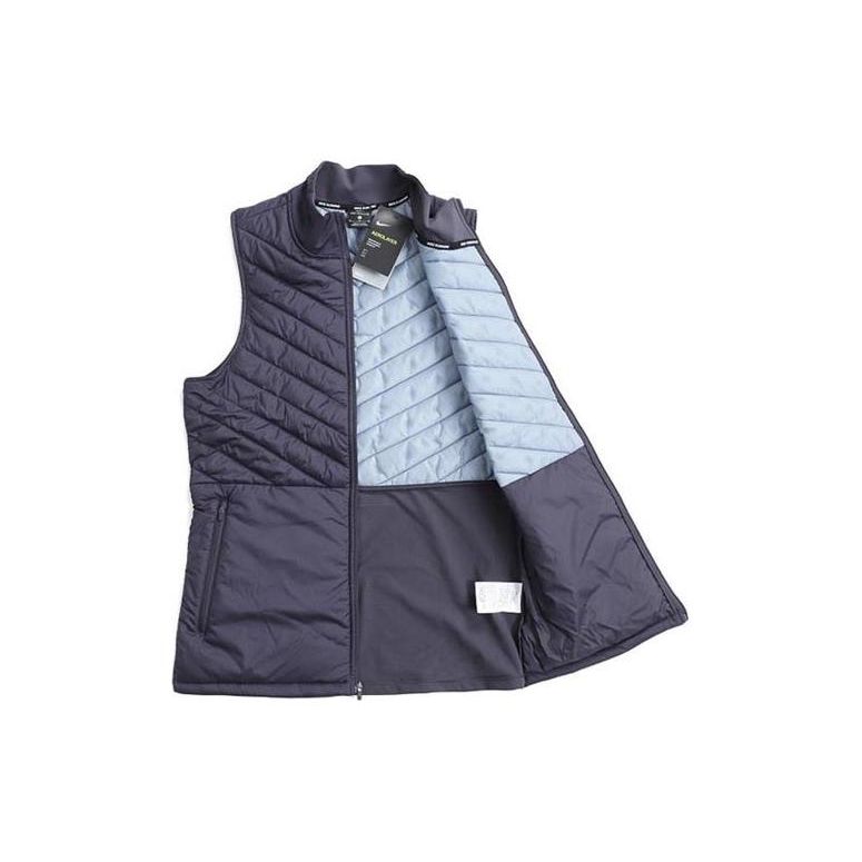 Nike Sports Running Color Block Quilted Stand Collar Vest Men Vests Navy-Blue AH0547-081