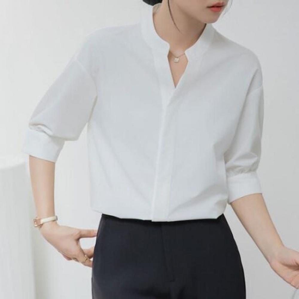 Navava Office Clean Cut Neck 5 Sleeve Blouse Nb2605