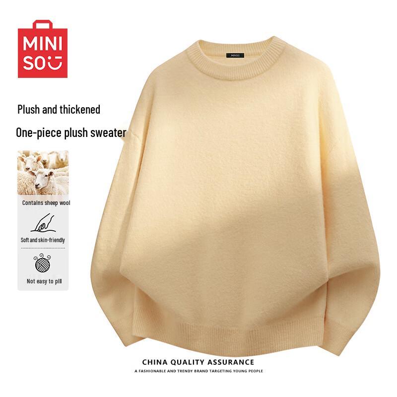 MINISO Men's Fleece-Lined Crew Neck Sweater