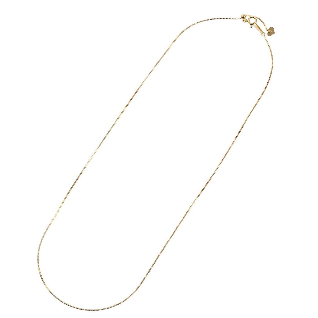 18K Gold Necklace with Venetian 45cm [Fairy Carret] Chain, (Heart-Shaped Adjuster, 0.7mm Width, Approx. 1.8g)