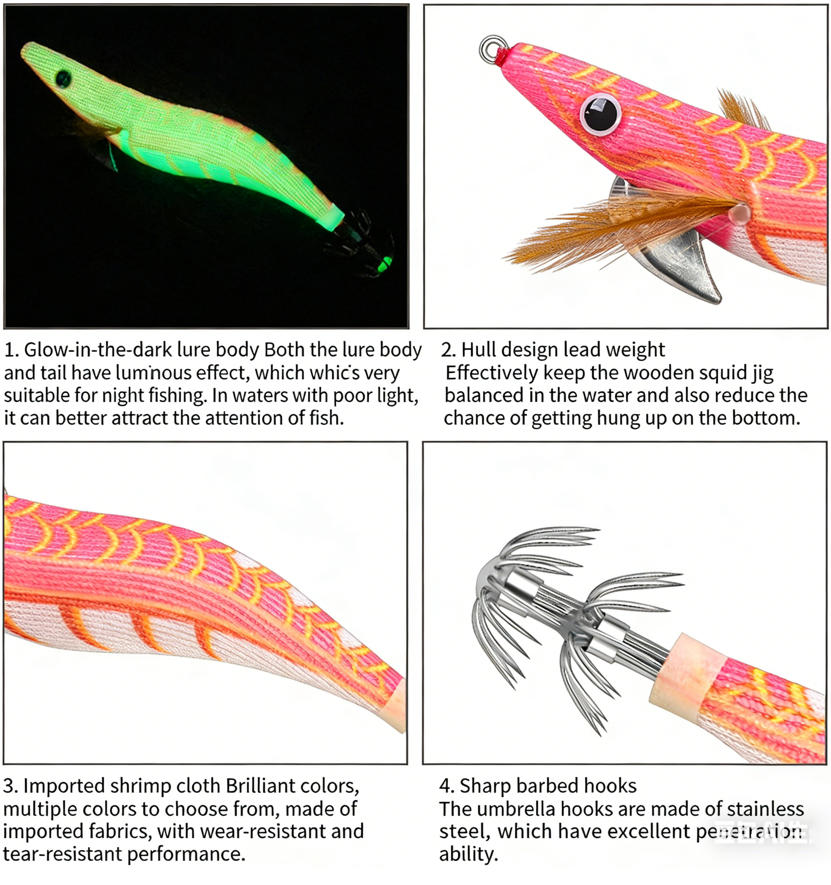 Daoyu 3.5# 10pcs Set Artificial Lure Octopus Catcher Luminous Squid Jig for Saltwater Game Fishing Direct Factory