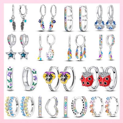 Boucles d'oreilles créoles en argent Sterling 925, Turquoise, cœur et plume, cadeau d'anniversaire pour femme, fiançailles, petite amie, femme