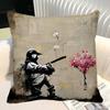 Street Graffiti Banksy Boy Girl With Balloon Pillow Case Square Pillow Bedroom Sofa Leisure Comfort Cushion Car Home Decoration