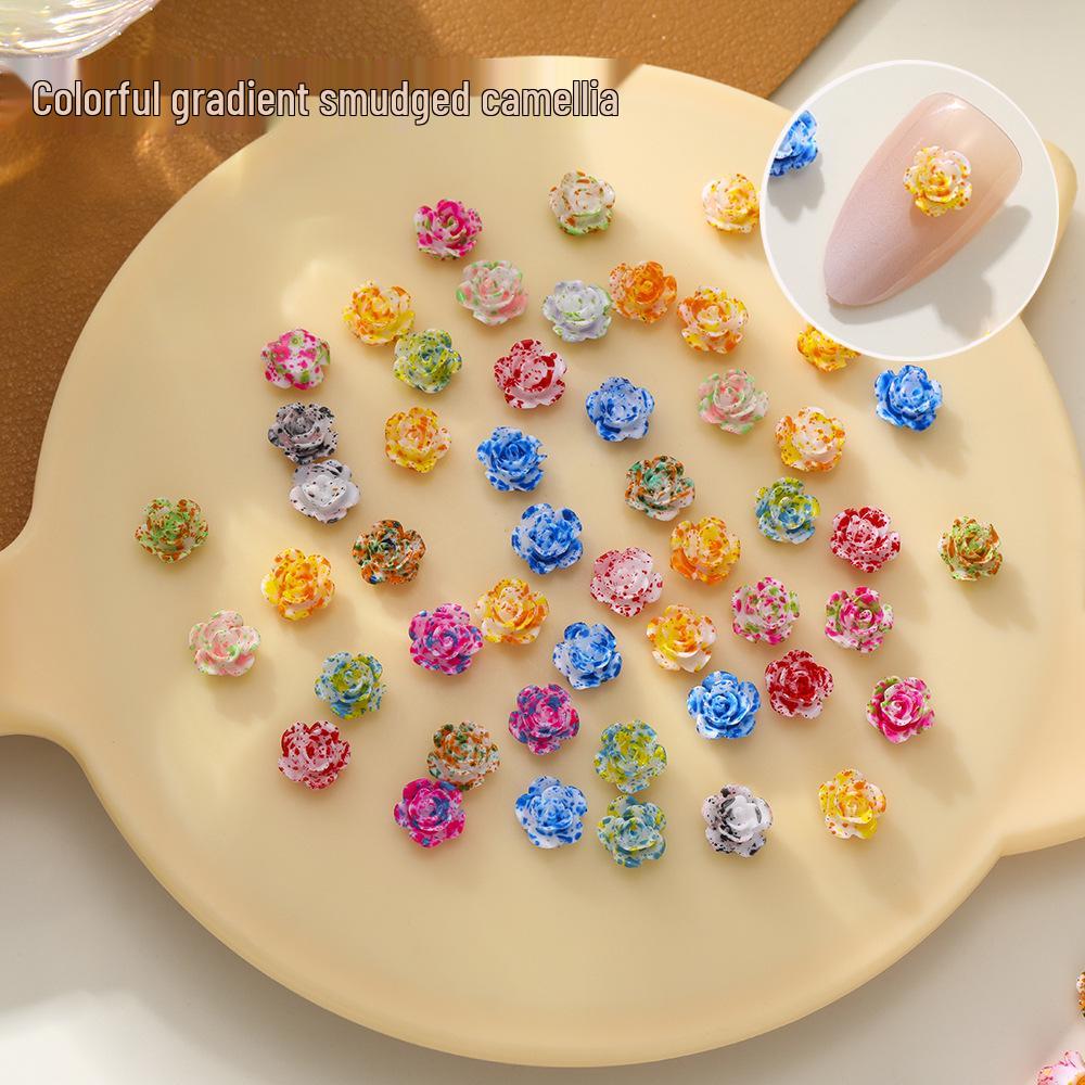 

Gradient Camellia Flower Nail Art Rhinestones - Trendy Wearable Accessories