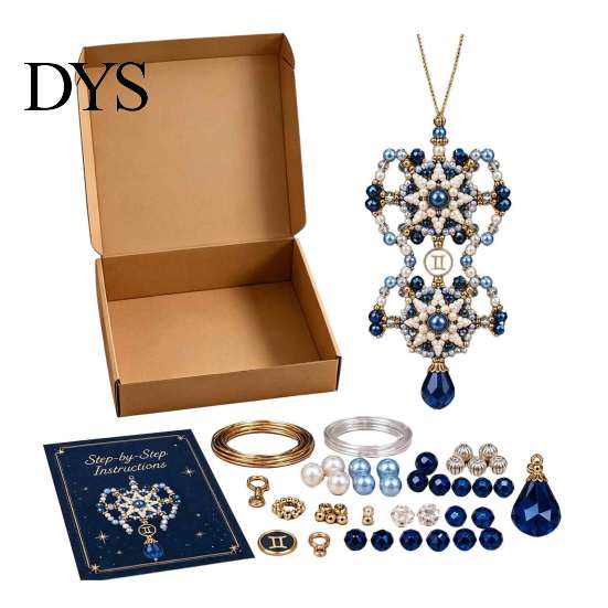 Creative Art Project for Students 12 Zodiac Beaded Ornament DIY Kit, Constellation Pendant Making Craft Set Unique Theme Keychain Bag Decor, Handmade