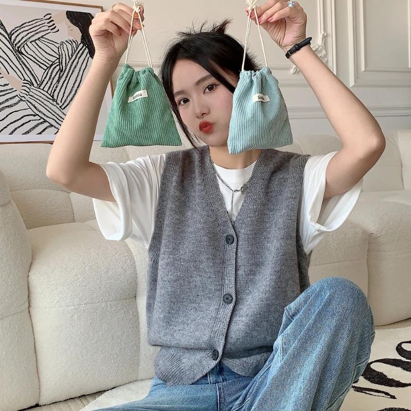 Women's Large Capacity Makeup Bag Corduroy Drawstring Bag Christmas Gift Candy Jewelry Cosmetics Coins Keys Organizer Packing Bags Storage Bag Pouch