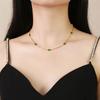 Chic Green Color CZ Stone Choker Necklaces for Women Jewelry, Gold Color Stainless Steel Chain Collar, Ladies Girls Party Gift
