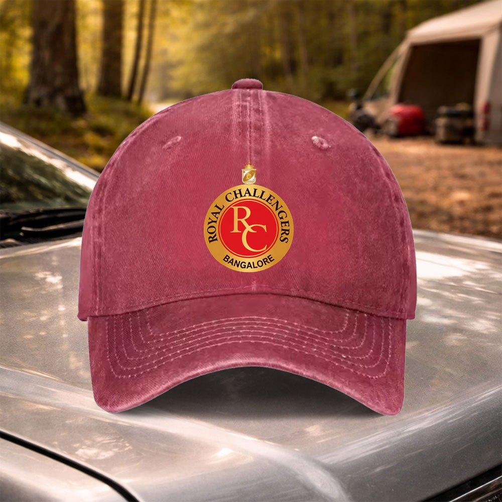 Royal Challengers Vintage Washed Adjustable Baseball Cap for Weddings Parties Festivals Cycling Camping Golf