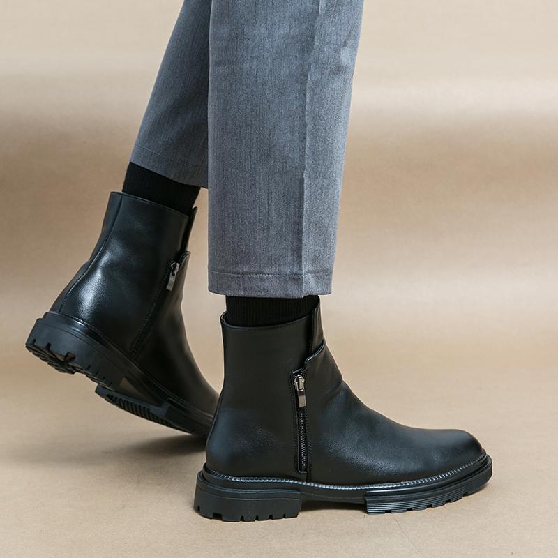 Business Formal Leather Shoes Mens Casual Wedding Ankle Boots Oxford Pointed Brogue Shoes Elegantes Male Mid-Calf Boots