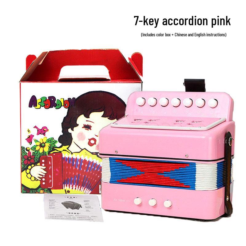 

Мини 7-клавишный детский аккордеон: Музыкальная игрушка для начинающих и образовательный рождественский подарок розовый