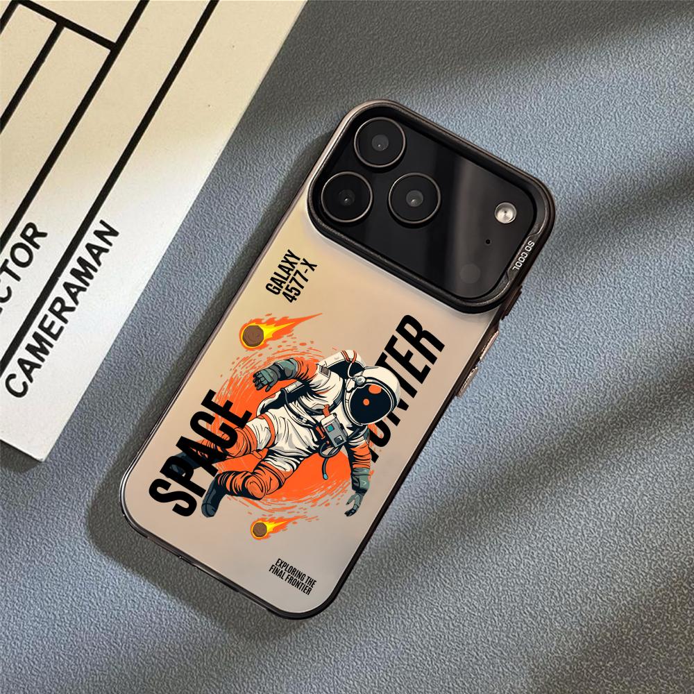 Cool Astronaut Cartoon Phone Case For iPhone 17 16 15 14 13 12 11 Pro Max Air Matte Laser Aurora Shockproof Funda