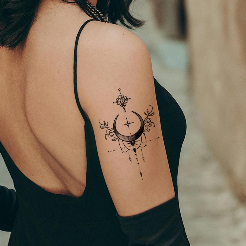 Dark Moon Totem Tattoo Sticker Simple High-End Aesthetic Tattoo Sticker