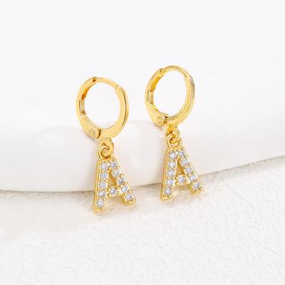 European and American Fashion Gold-Plated Zircon Letter Earrings for Women