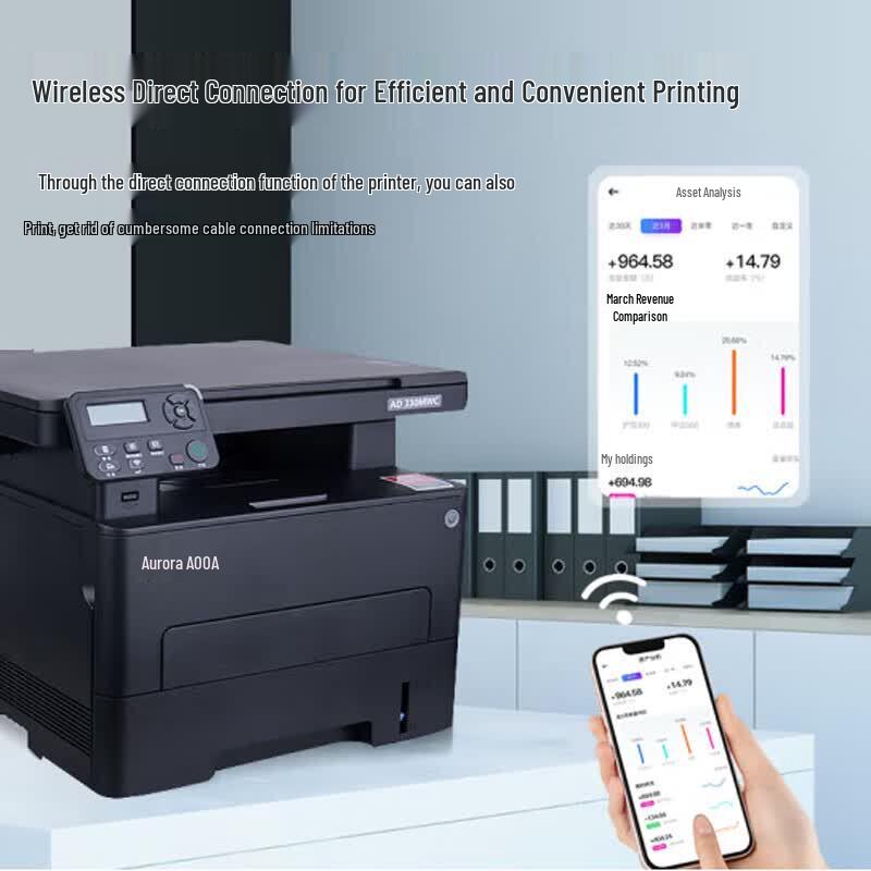 AURORA AD330MWC Black and White Laser All-in-One Printer CN plug (adapter included)