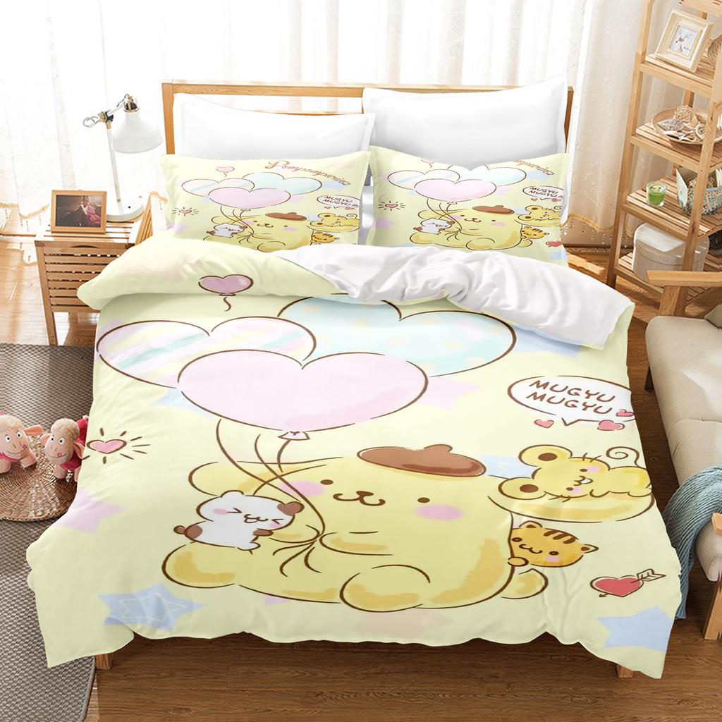 Pompompurin Sanrio 3-Piece 1 Quilt Cover One Piece Bedding Set Comforte Luxus Exquisite Birthday Gift 100% Polyester Home Decor