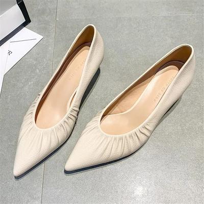 Mode Größe 34-40 Mode Damen 4,5cm Hohe Absätze Qualitätspumps Dame Spitz Mittelhoch Absatz Flacher Ausschnitt Mama Büro Ballschuhe