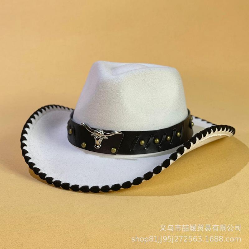 European and American Western Cowboy Hat Men's and Women's Fashion Wool Top Hat Ethnic Style Tibetan Cowboy Hat