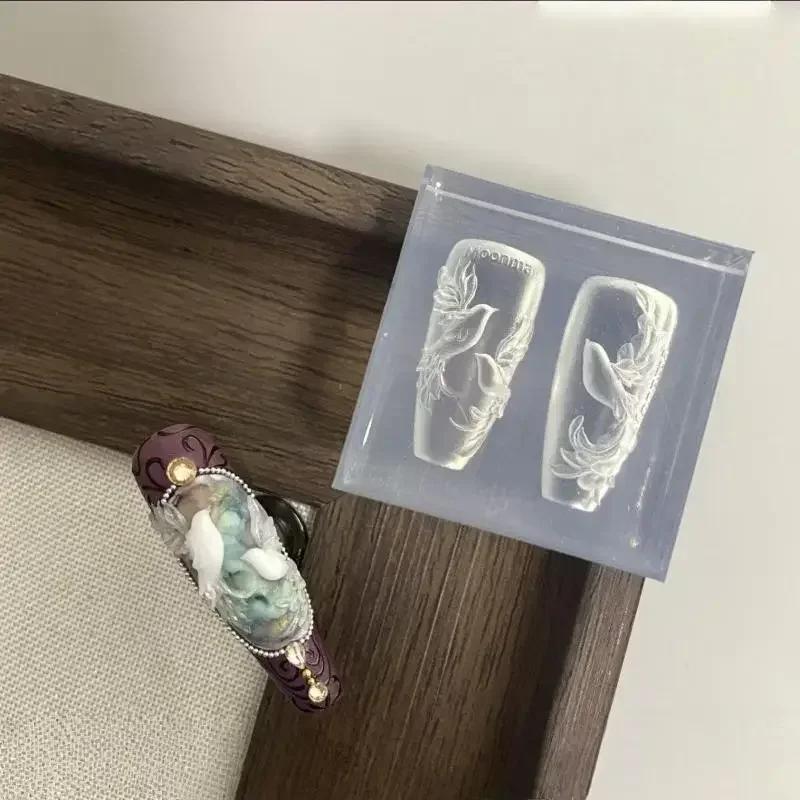 Niedliche Taube 3D Silikon Nagelform DIY Nail Art Dekoration Transparente Reliefvorlage Maniküre Designwerkzeug Für Nagelkunst